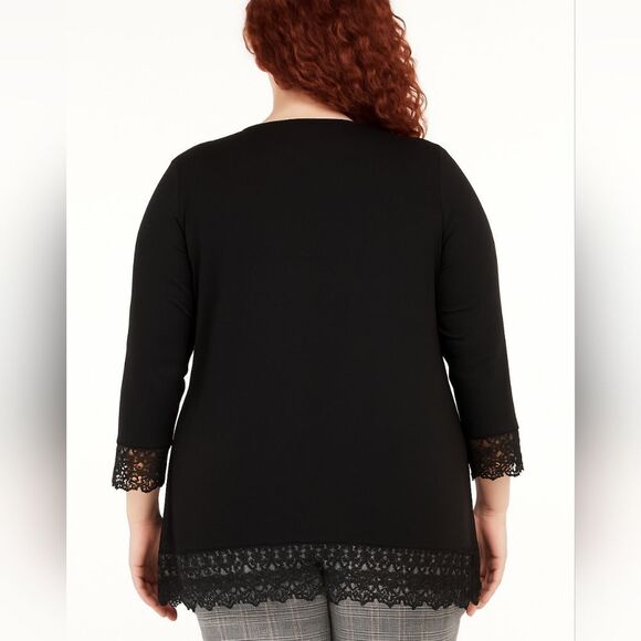 Xhilaration Black Lace Trim Open Front Cardigan – Size Large - Picture 3 of 15